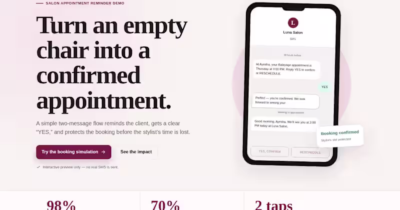 Cover image for Salon AI Chatbot — No-Show Killer Demo
