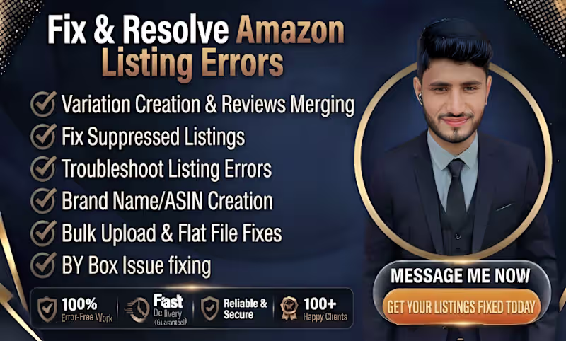 Cover image for I will fix amazon listing issues, suppressed items & variation 