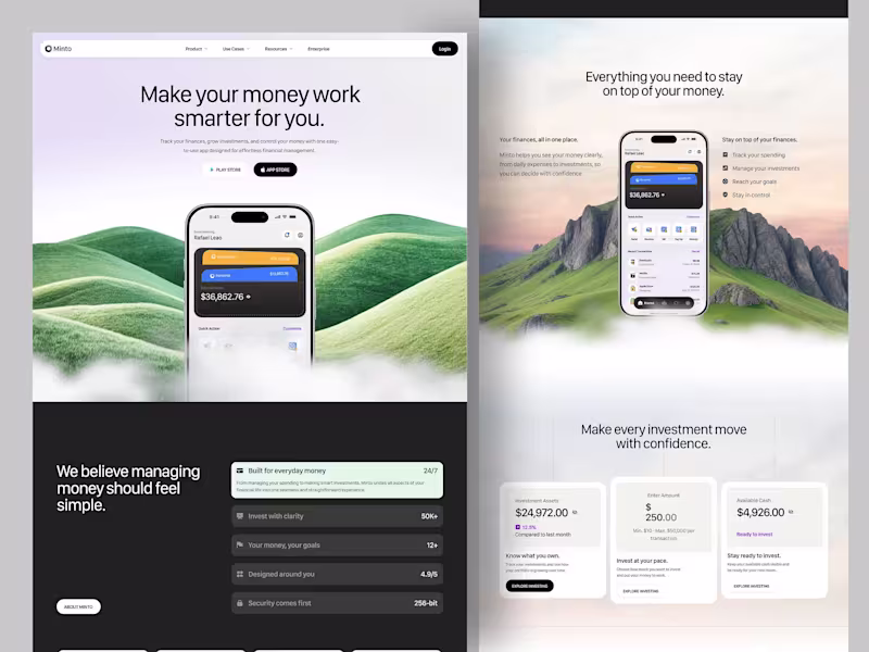Cover image for Minto Finance Landing Page Design