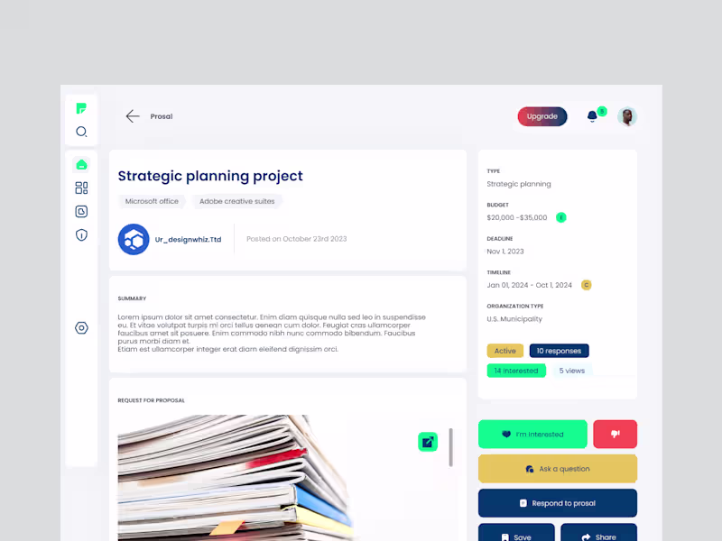 Cover image for Prosal website (Opportunities & profile page) redesign