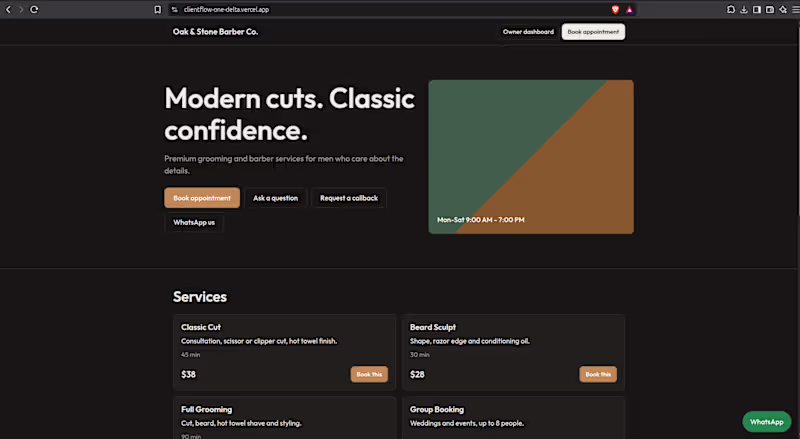 Cover image for ClientFlow — Barber Business Management