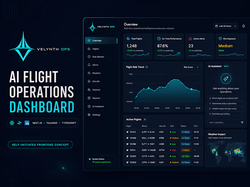 Cover image for VELYNTH OPS — AI Flight Operations SaaS Dashboard