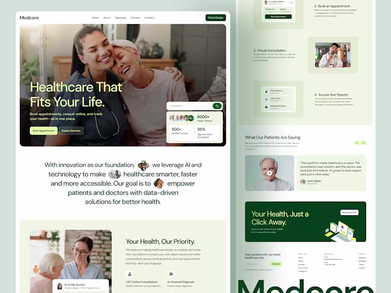 Cover image for Medcore - healthcare website homepage