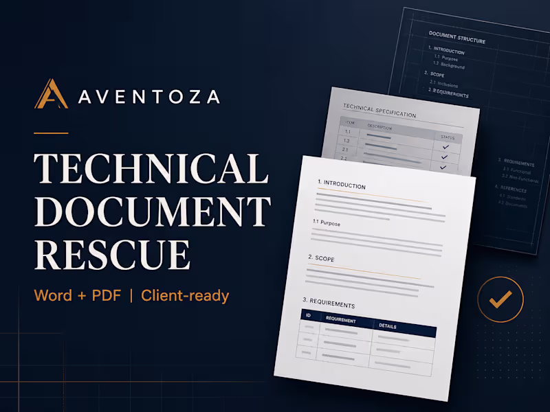Cover image for Technical Document Rescue: client-ready Word and PDF