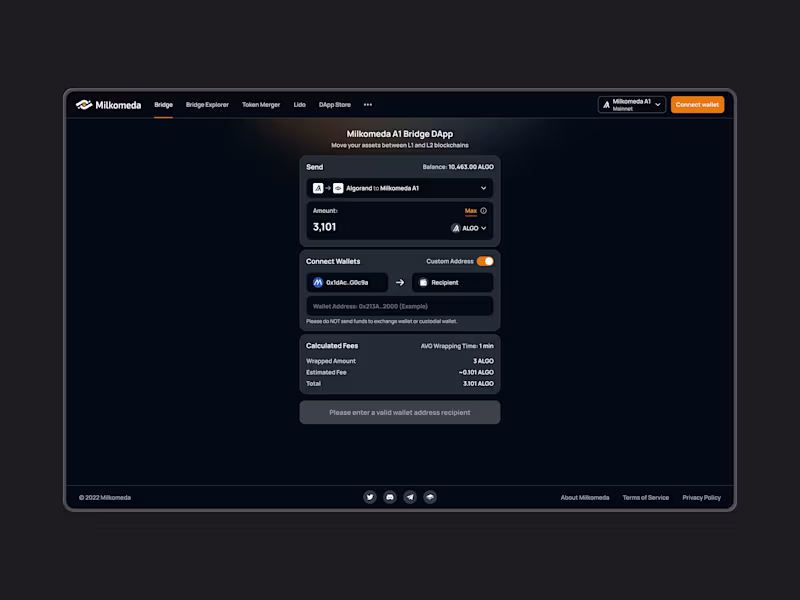 Cover image for Milkomeda: Cross-Chain Finance UX/UI Design