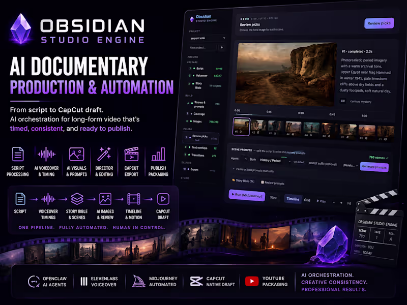 Cover image for AI Documentary Production & Clipping Automation - Obsidian S...