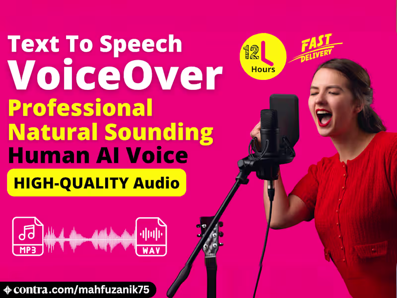 Cover image for I will create natural text to speech ai human voiceove audio