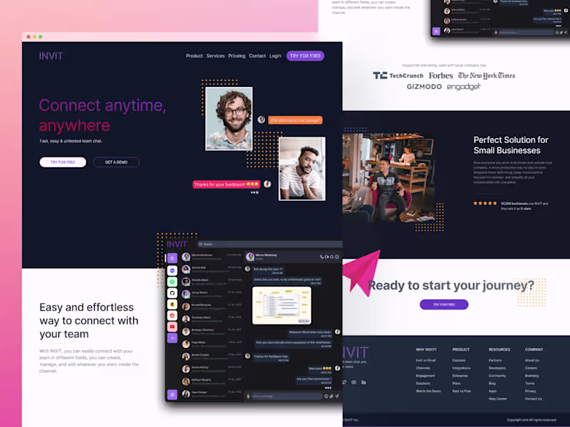 Cover image for INVIT Chat App Landing Page