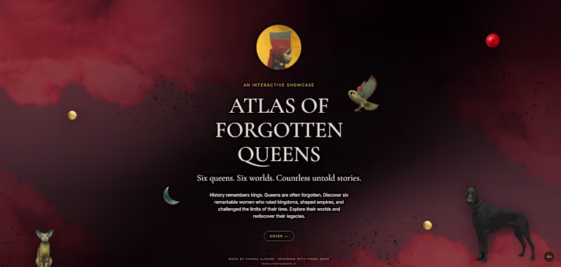 Cover image for Atlas of Forgotten Queens
Six queens.