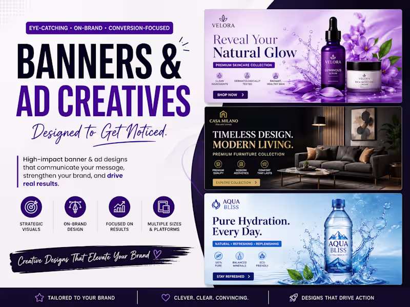 Cover image for Banner & Ad Creative Design for Social Media & Brands