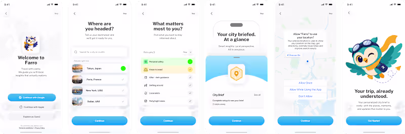 Cover image for Onboarding screens for Roamwise APP