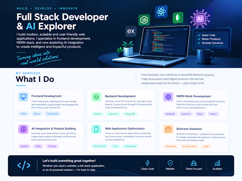 Cover image for Full stack development