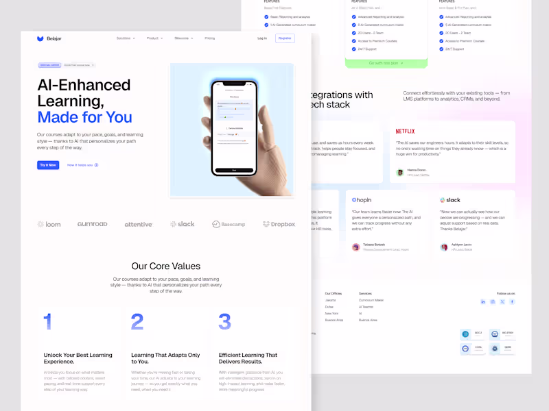 Cover image for Landing Page Design for Belajar AI LMS