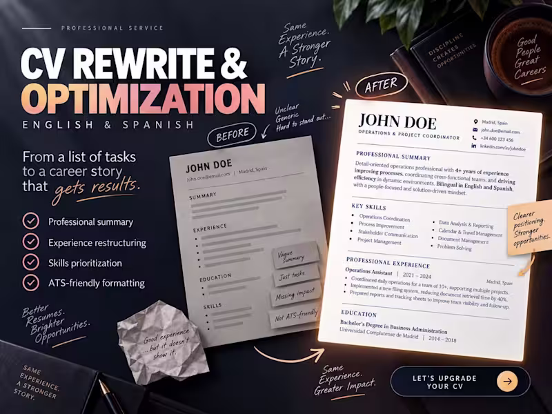 Cover image for CV Rewrite & Optimization | English & Spanish