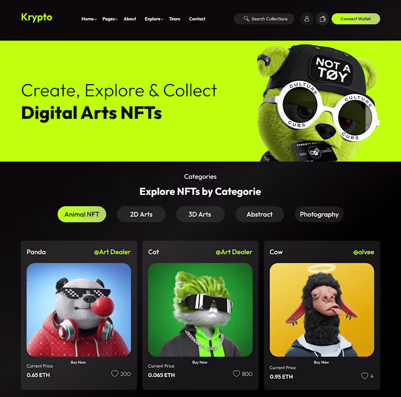 Cover image for Krypto Modern Website-Nft Market place