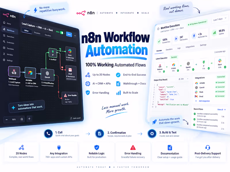 Cover image for n8n Workflow Automation - 100% Working Automated Flows