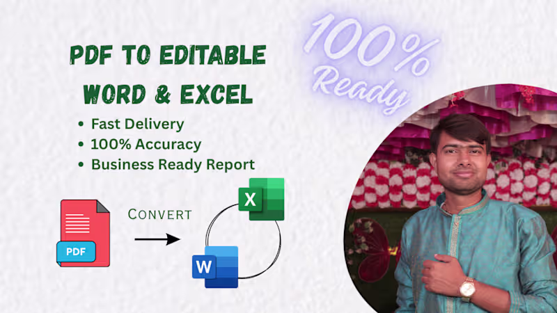 Cover image for convert any PDF to excel and formatting