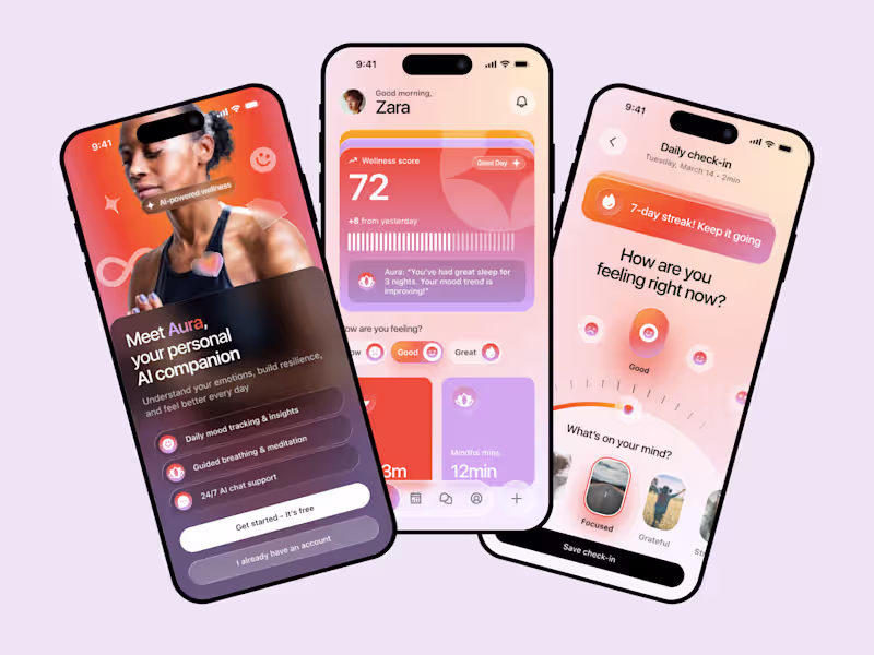 Cover image for Mobile UI/UX Design for Ai Wellness App