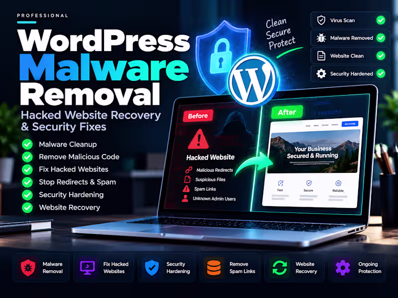 Cover image for WordPress Malware Removal, Hacked Website & Security Fixes
