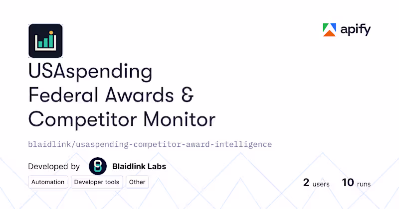 Cover image for USAspending Competitor Award Intelligence
