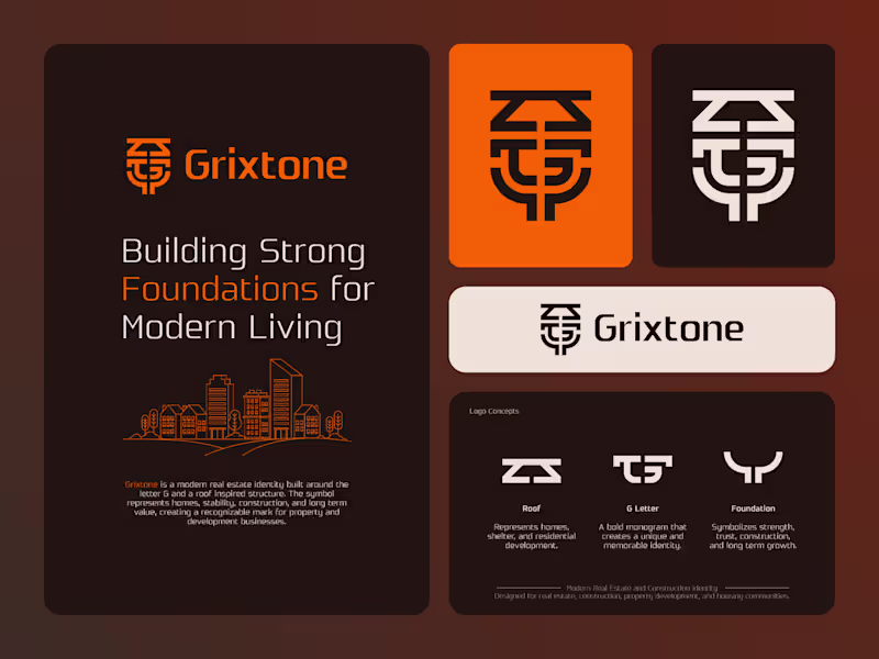 Cover image for Grixtone Branding. Real estate logo,