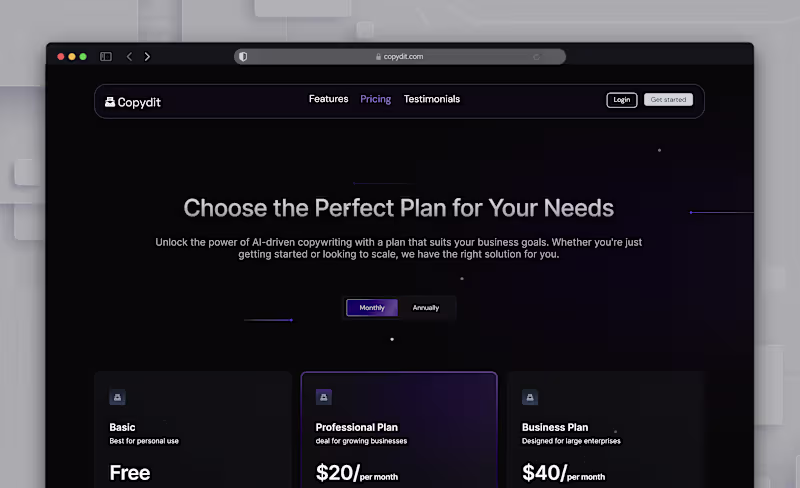 Cover image for Copywriting AI : landing page design
