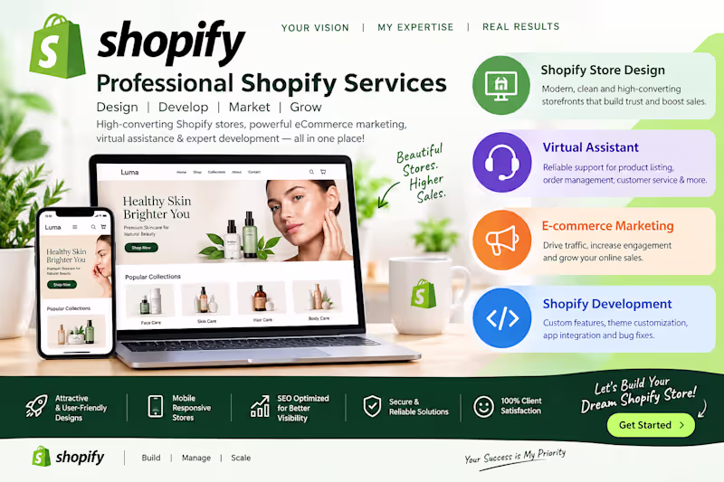 Cover image for shopify store design,shopify Designer,shopify Developer,