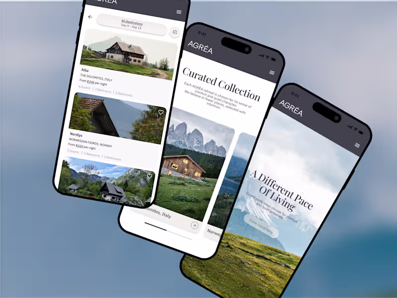 Cover image for AGREA — Booking Platform for Vacation Houses (UX/UI)