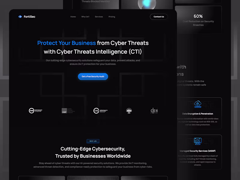 Cover image for FortiSec - Cybersecurity Landing Page
