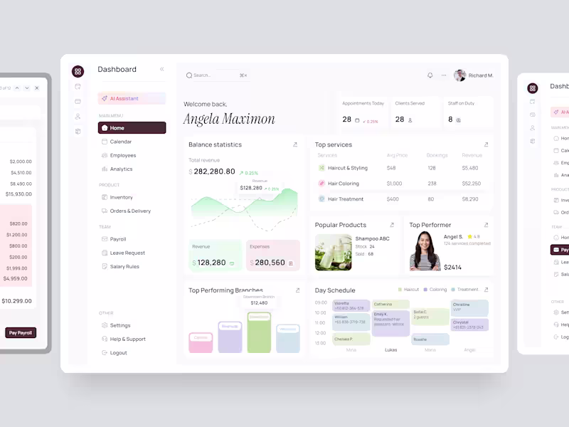 Cover image for Salon ERP Dashboard Design