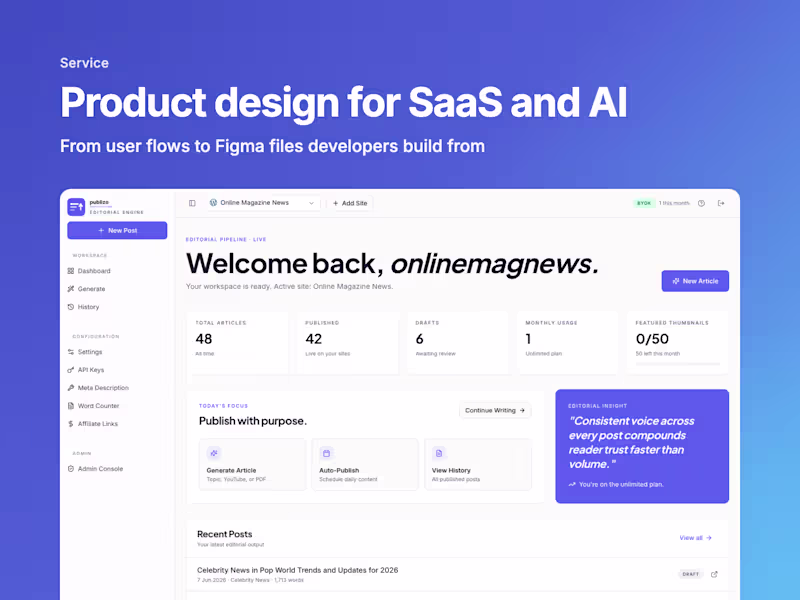 Cover image for Product design for SaaS and AI products