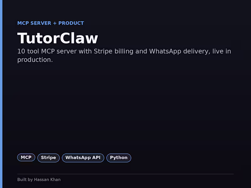 Cover image for TutorClaw — MCP Server with Stripe Billing, Live in Production