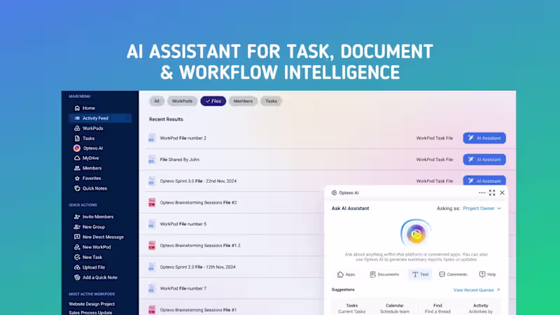 Cover image for AI Assistant Development for Optevo Collaboration Platform