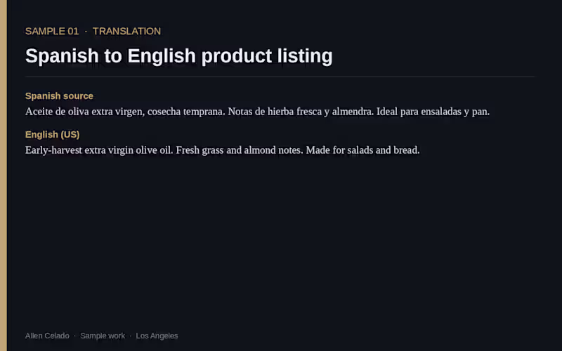 Cover image for Website & product listing copy (EN/ES)