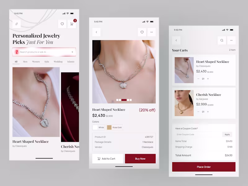 Cover image for AI Jewelry Shopping App UI