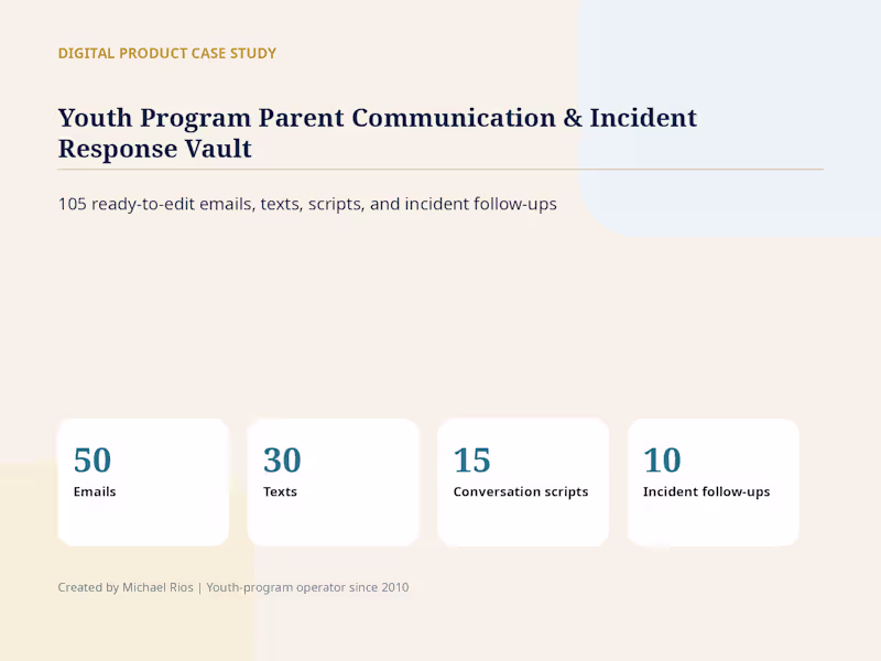 Cover image for Youth Program Parent Communication & Incident Response Vault