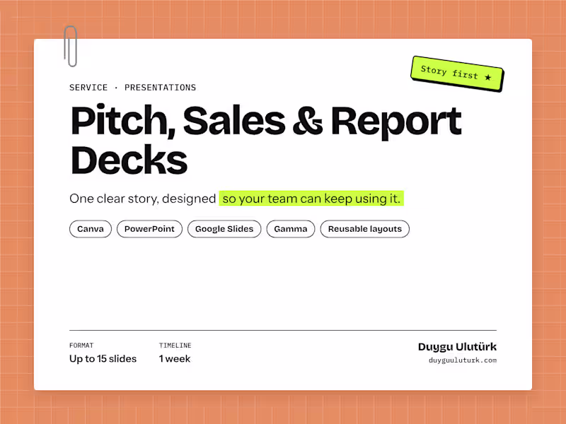 Cover image for Pitch, Sales & Report Decks in Canva, PowerPoint, Slides & Gamma