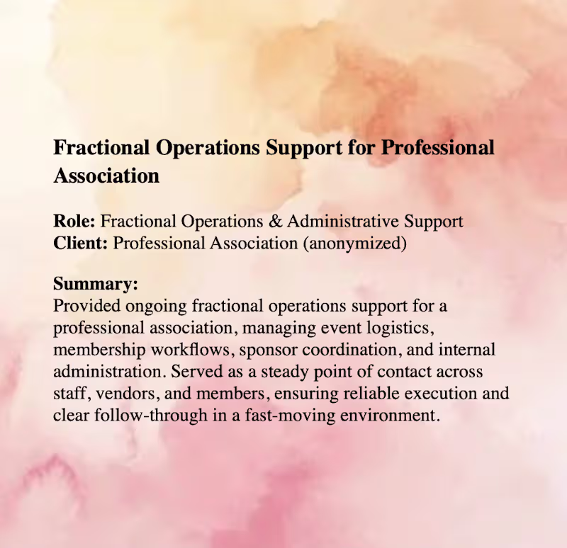 Cover image for Fractional Operations Support for Professional Association