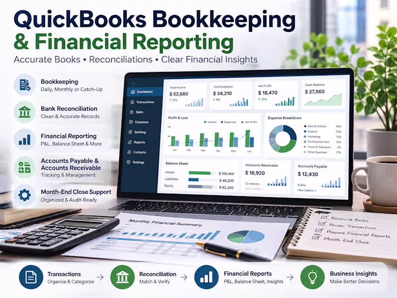 Cover image for QuickBooks Bookkeeping & Financial Reporting