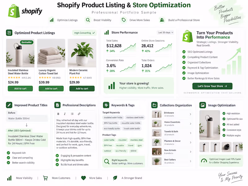 Cover image for Shopify Product Listing & Store Optimization