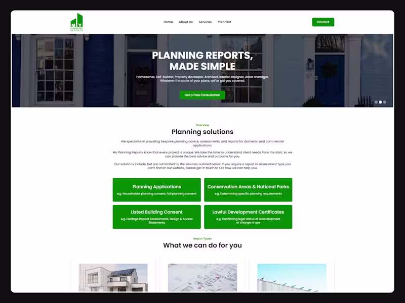 Cover image for My Planning Reports - UK Planning Consultancy Webflow Website