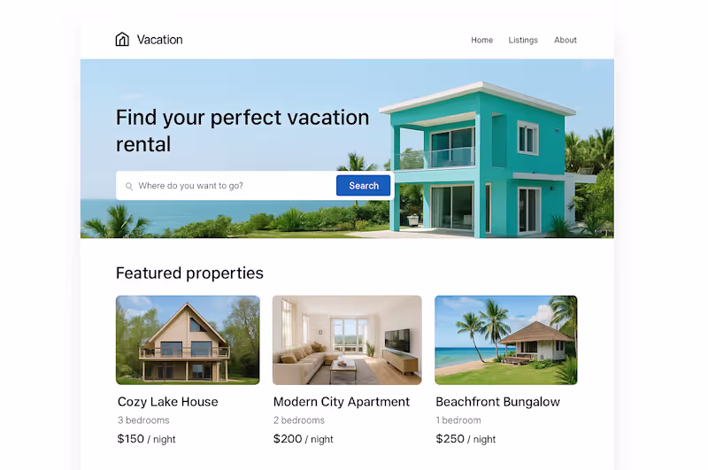 Cover image for Vacational Rental website