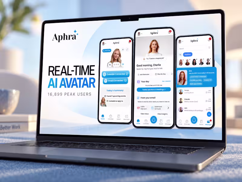 Cover image for Aphra: real-time AI avatar at a 16,899-user peak