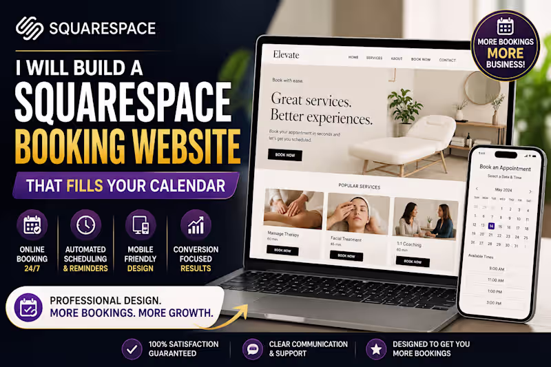 Cover image for Build you a squarespace booking website that fills your calendar