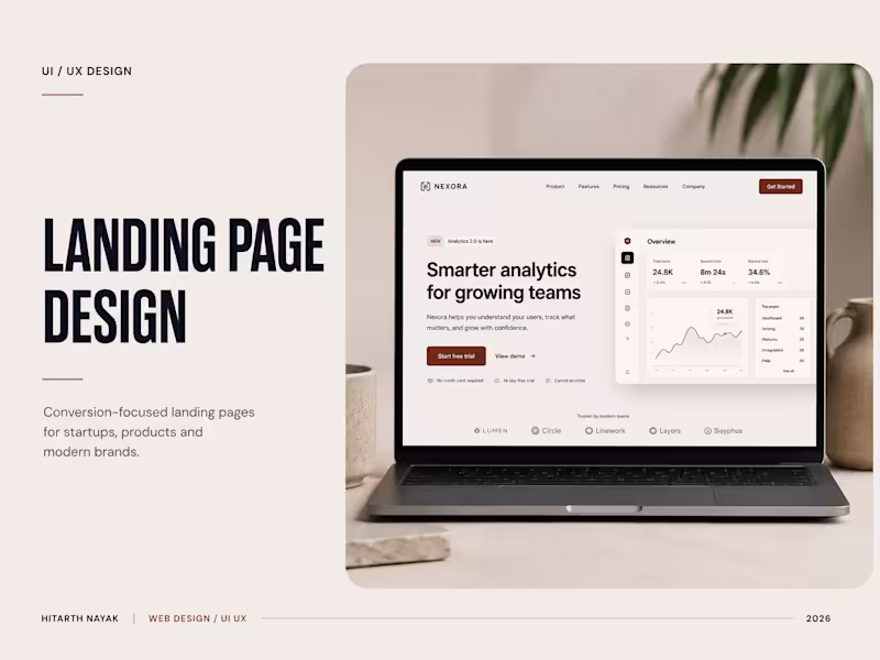 Cover image for Landing Page Design for Startups & Modern Brands