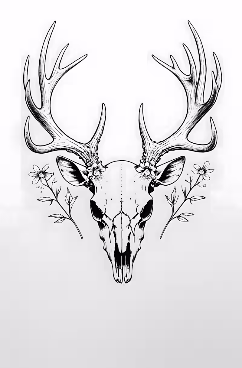 Cover image for Deer skull floral tattoo design
