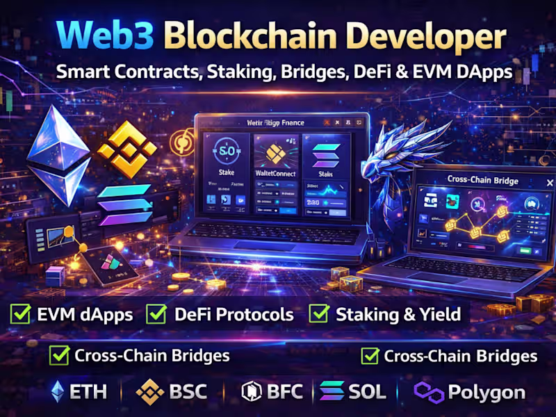 Cover image for blockchain MVP development for startup with smart contract integ