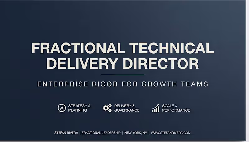 Cover image for Fractional Technical Project Manager / Delivery Lead