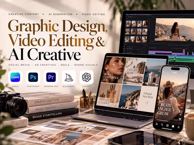 Cover image for Graphic Design, Video Editing & AI Creative