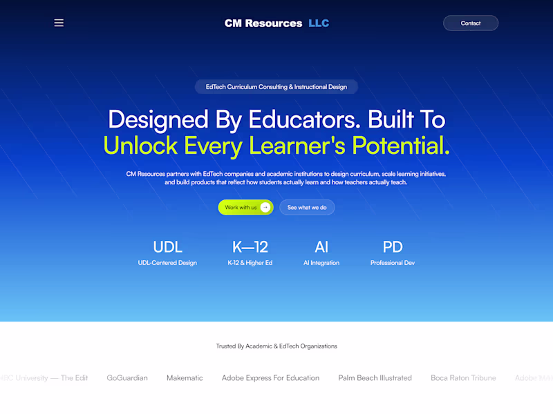 Cover image for Framer Design and Development for CM Resources LLC